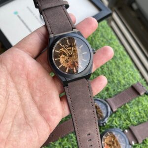 Fossil Automatic Skeleton Watch – Brown Suede Leather Strap